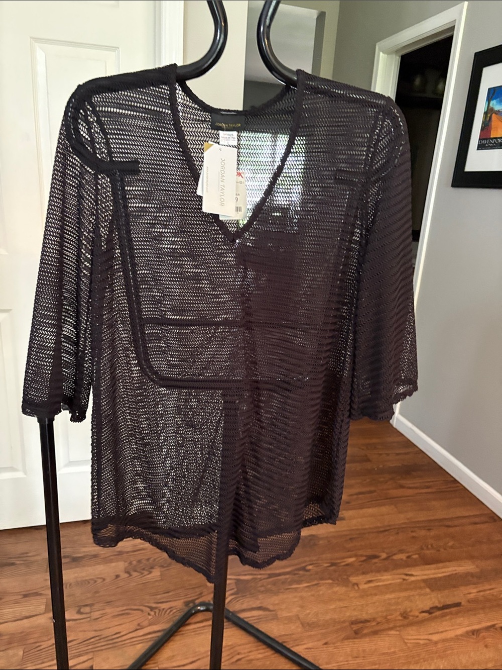 Jordan Taylor Black Mesh Swim Coverup